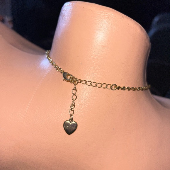 Betsey Johnson love me charm crystal heart vintage retro Barbie necklace N48
